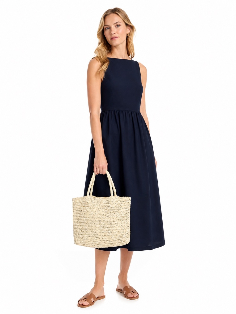 J.Crew Paper Raffia Woven Tote Bag Natural Beige Large Beach Shopper